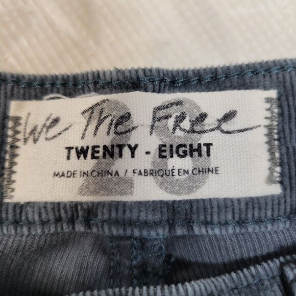 Free people Corduroy Jeans Womens 28 Morning Waves Blue Exposed Button Fly Ankle - Picture 6 of 11